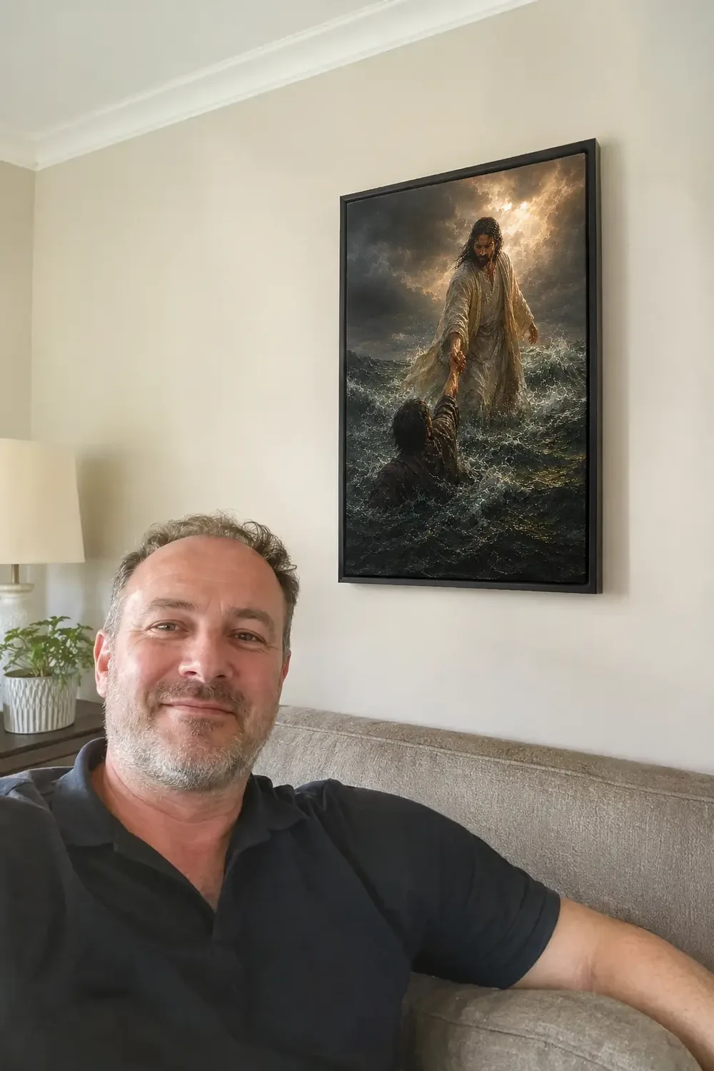 Everglory Art He Reached for Me canvas displayed in a customer home