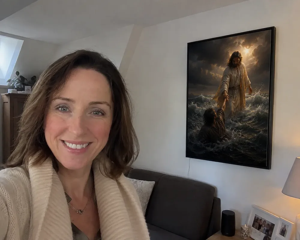 Everglory Art He Reached for Me canvas displayed in a customer home