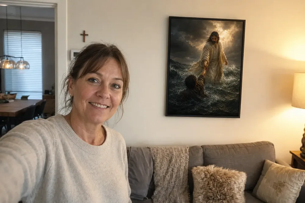 Everglory Art Above the Storm canvas displayed in a customer home