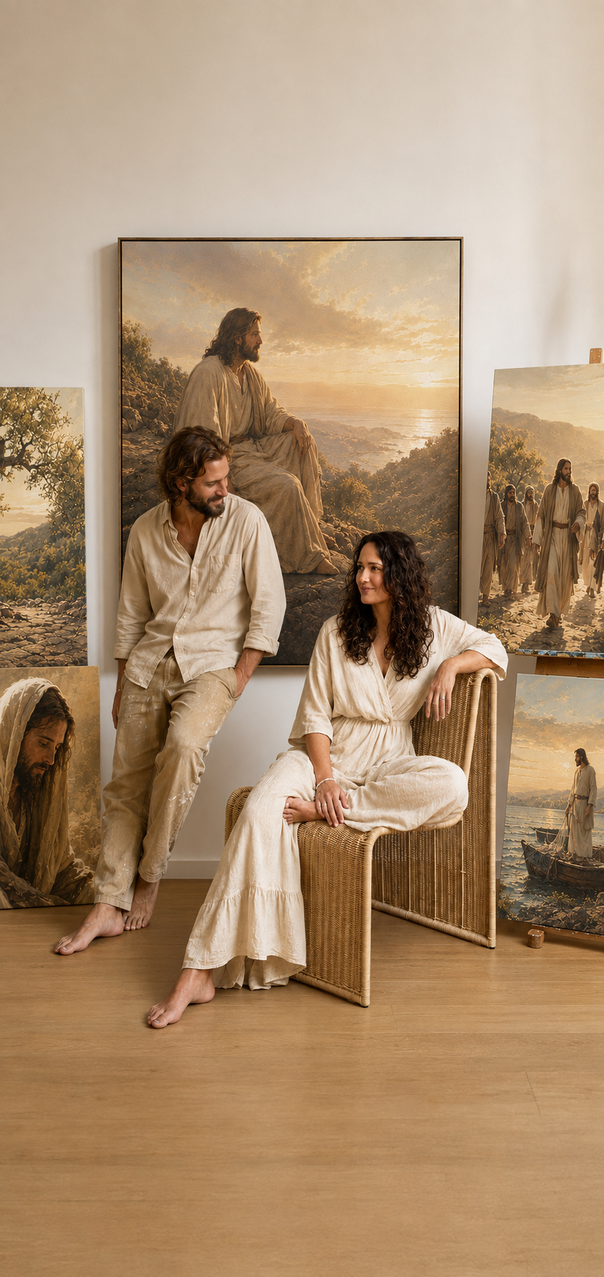 Everglory Art studio with framed Christian artwork