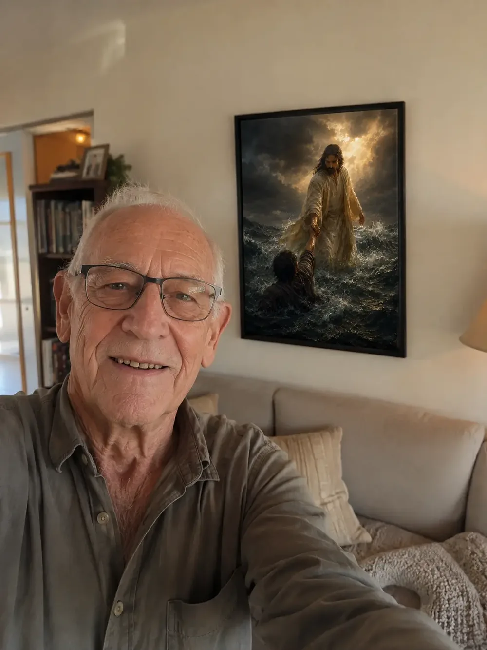 Everglory Art He Reached for Me canvas displayed in a customer home
